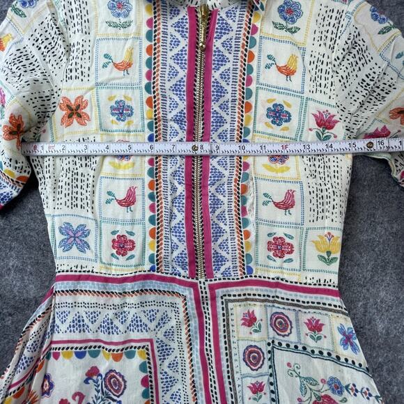 Label Ritu Kumar Dress XS Cream Pink Gond 70s Retro Boho Handkerchief Festival - Picture 9 of 9